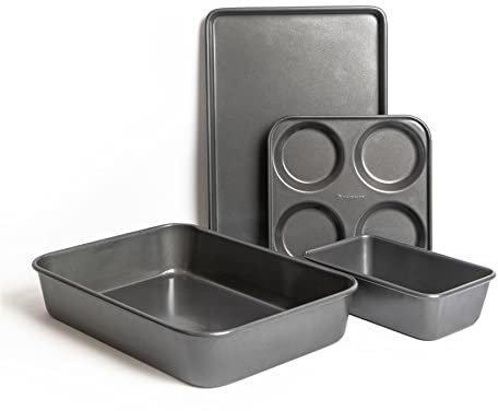 MasterClass 4 Piece Bakeware Set, Includes Roasting Pan, Baking Tray, Loaf Tin and Yorkshire Pudding Pan