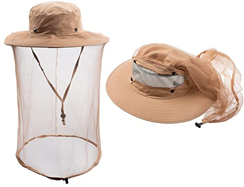 ZffXH Chapeau Anti Moustique, Chapeau Moustiquaire, Chapeau Apiculteur, Chapeau De Soleil D'été en Maille Safari pour Le Camping Et La Pêche avec Filet Et Voile pour Homme Et Femme