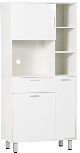 HOMCOM Modern Kitchen Storage Cabinet with Shelves and Drawer, White, 78 x 40 cm