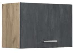 Vicco Hängeschrank R-Line, hängender Küchenschrank, Schwarz Beton/Goldkraft Eiche, 60 cm Flach