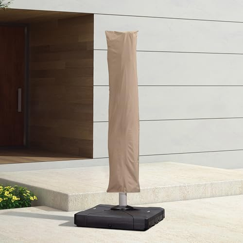 PURPLE LEAF - Funda protectora para sombrilla de jardín, 3 x 3 m, resistente al viento, anti-UV, cubierta para sombrilla exterior con varilla y cremallera, 255 x 62 cm, color beige