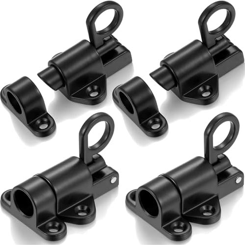 Litensh Automatique Verrou de Porte, Loquet à Ressort Loquet de Porte Verrouillage de porte à ressort Verrouillage de boulon élastique Boulon à Rebond pour les Fenêtres Portails (Black - 2Pack)