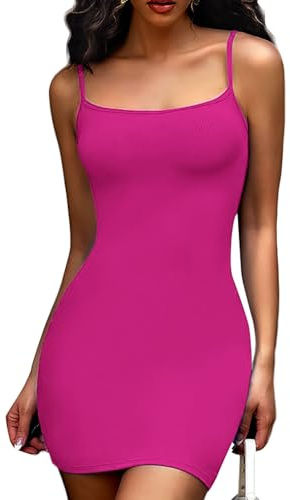 Joyshaper Women Sleeveless Bodycon Dresses Mini Dress Summer Ladies Slips | Spaghetti Straps Cami Tight Short Sundress Sexy Lounge Dress