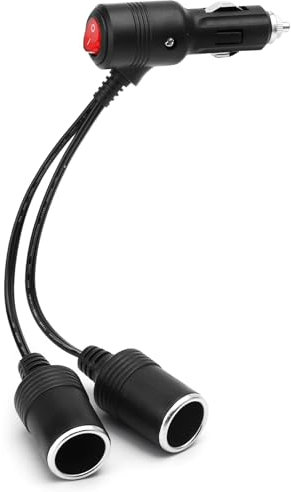 TNSLAND 1a 2 Prolunga Accendisigari, Doppia Presa Accendisigari con Interruttore, Cavo di Prolunga con Fusibile, Adattatore Accendisigari Auto Accendisigari 2-Way Splitter 12V/24V per Auto Barca Moto