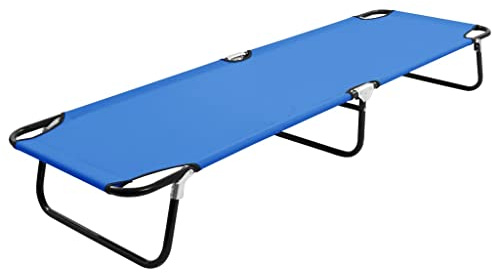 Frdhee Tumbona, tumbona de relajación, tumbona de jardín, sillón de relax, tumbona plegable azul acero para balcón, terraza, pícnic, estable
