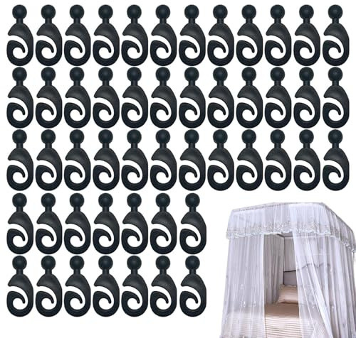 50-pack gardinkrok till lusthus – tält- och solskyddstygkrokar | multifunktionell, smidig glidning, rostsäkra svarta krokar | gardin och nättillbehör – utomhusanvändning inomhus