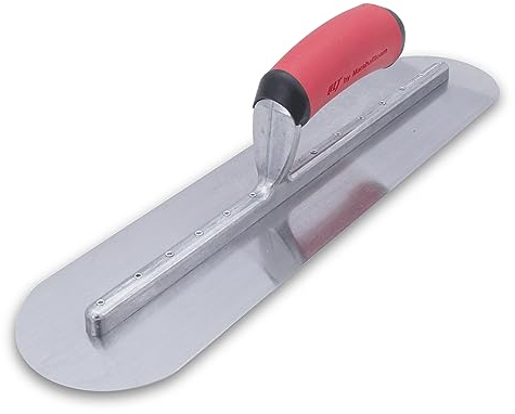 Llana alisadora Marshalltown totalmente redondeada con mango de acero de agarre suave, herramienta para yeseros, dimensiones de la llana: 356x102 mm