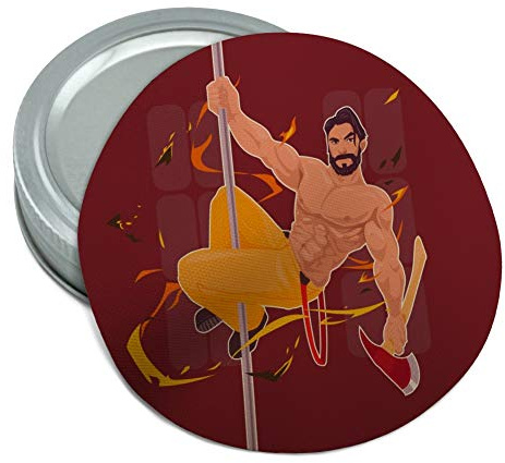 Sexy Fireman Sliding Down Pole With Axe Round Rubber Non-Slip Jar Gripper
