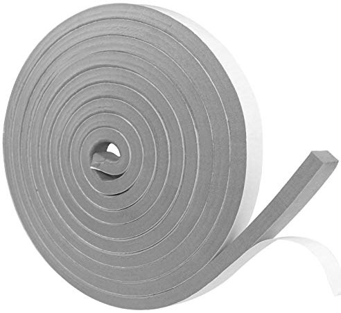 Nastro autoadesivo in schiuma grigio, 12mm(larghezza) x12mm(Spessore), guarnizione in gomma per porte e finestre, resistente alle intemperie, anti-collisione, isolamento acustico, lunghezza totale 4m
