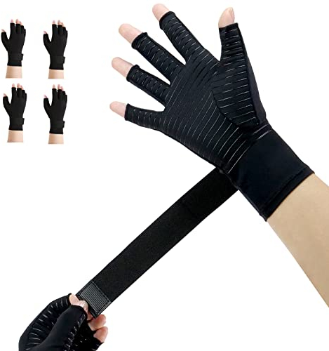 2 Paia Tutore Polso Guanti Artrite Rame Senza Dita Artrosi Reumatoide Guanti Compressione Gaming Terapia Mani Polsiera Tendinite Tunnel Carpale Sindrome Raynaud（S-M)