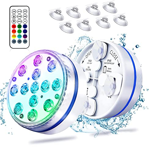 WANGCL Newest Submersible Led Pool Lights for Above Ground Pools IP68 Waterproof Inground Pool Light Underwater with Remote RF(200ft) 16 RGB Dynamic Color (2pack)