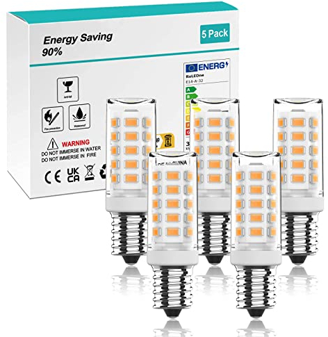 RuLEDne E14 LED Lampe Warmweiß 3000K, 3W /350LM Glühbirne Ersatz 30W Halogenlampen, 360° Abstrahlwinkel für Kronleuchter, Nicht Dimmbar, Wandlampe, Schreibtischlampe, 5er Pack