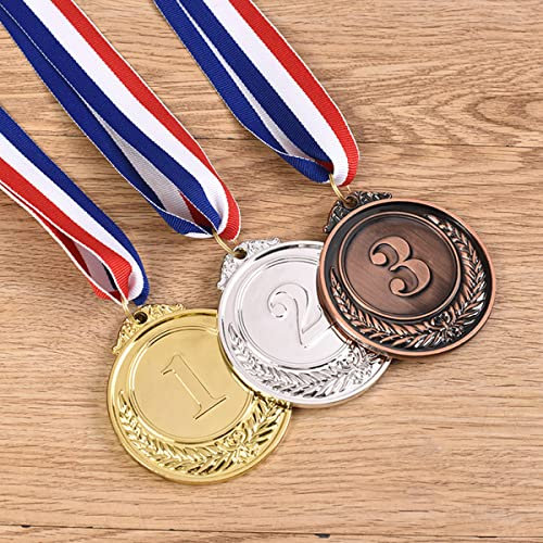 BOBOZHONG Metall-Medaillen,3PCS Metall-Gold-Silber-Bronze-Preismedaillen mit Halsband, Metall-Siegermedaille im olympischen Stil Winner Gewinner Medaillen für Veranstaltungen,Klassenzimmer,Sport