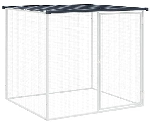 Festnight Hühnerkäfig mit Dach Hühnerstall Winterfest Outdoor Hühnerhaus Freigehege Anthrazit Freilaufgehege Hühnergehege Hühnerkäfig Hühnerkäfig Gehege Hühner 103x98x90 cm Verzinkter Stahl