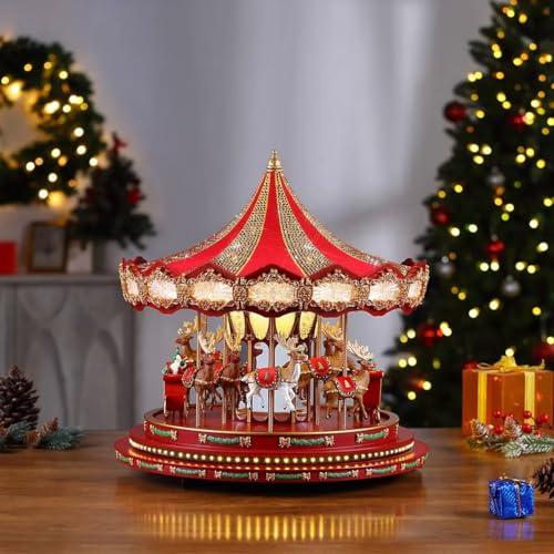 Marquee deluxe carousel with 240 LED Lights and plays 20 Christmas songs