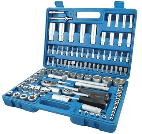 YASTA Set Di Chiavi A Bussola e Chiavi A Cricchetto Con Valigetta 108 Pezzi Set Bussole Cricchetto Cacciavite Attrezzi Per Meccanico e Fai Da Te