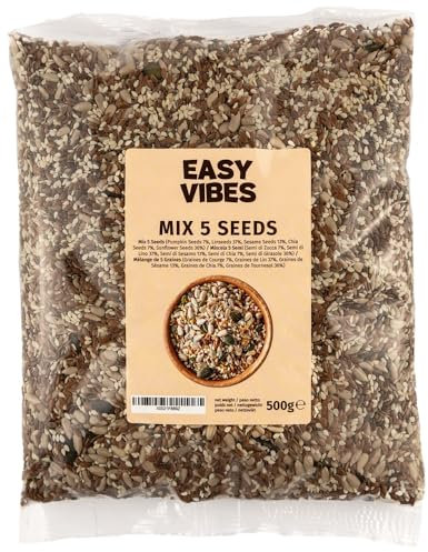 Easy Vibes - Mélange de 5 Graines (500g) | 5 Graines (Courge, Lin, Chia, Tournesol, Sésame) | Idéal pour le pain, les salades ou les yaourts
