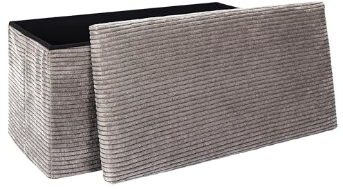 HOME DECO FACTORY - Coffre Banc Pliable Cotele Scott - Mobilier Pratique et Confortable - Dimensions 76 x 38 x 38 cm - Hauteur Assise 38 cm - Couleur Taupe - Modèle Scott