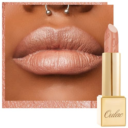 OULAC Rouge a Levre Mat Nu, Effet Pailleté Métallique, Rouge à Lèvres Mat Métallisé Longue Tenue, Hydratation et Confort pour les Lèvres, Vegan, 4,3g (GM14) 77 Odyssey