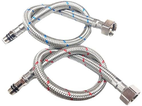 Flexschlauch 3/8, 2 Stück 80cm Anschlussschlauch Armatur G3/8, Wasserhahn Schlauch Flexschlauch Verlängerung Wasserhahn, Anschlussschlauch Edelstahl Panzerschlauch für Mischbatterie