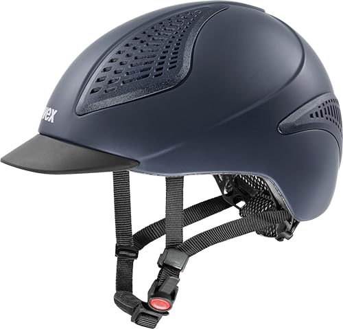 uvex exxential III – lätt unisex ridhjälm – individuell storleksjustering – blå mat M-L
