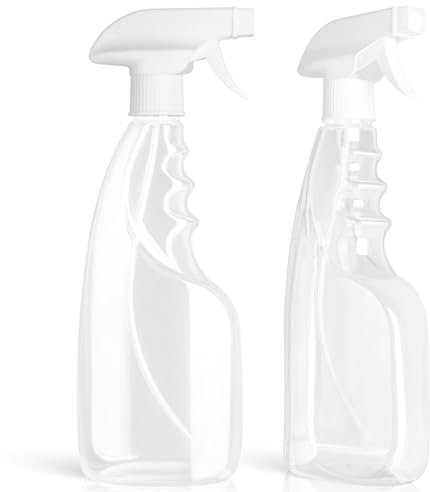 GAOHUI 2 Pcs 500ml Large Water Spray Bottles, Refillable Plastic Bottles with Adjustable Nozzle, Clear Empty Mist Spray Bottle for Hair, Cleaning, Plants & Gardening
