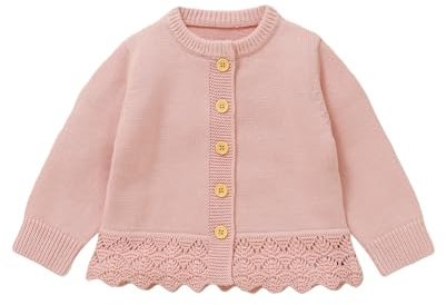 Hadetoto Cotton Baby Girls Cardigan Knit Long Sleeve Toddler Sweater | Newborn, Cozy, Soft, Knitwear, Button Closure, Warm, Lace Clothes, Outfits Coats