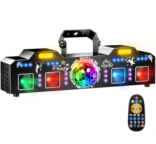 Vicalo Luces Discoteca Controlada por Música con DMX512, Luz UV & Bola Disco - Luces DJ para Club, Fiesta, Evento, Boda, Halloween