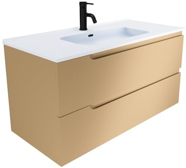 Parama Mobile Bagno Sospeso 80 cm 2 Cassetti Sabbia Opaco Con Lavabo Mod. Ardenne