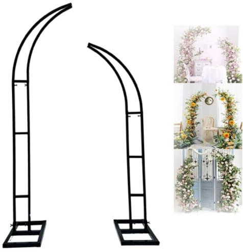 Arco da giardino in metallo per matrimoni e feste, supporto per telaio a mezza luna, nero, 150 cm e 180 cm, perfetto per decorazioni per cerimonie ed eventi
