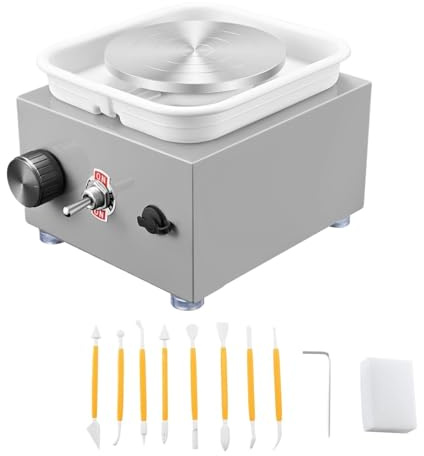 Mini Torno De Cerámica Eléctrico Gris Con Velocidad Ajustable, Herramientas For, Bandeja Giratoria For Esculpir Alta Estabilidad, Velocidad Flexible