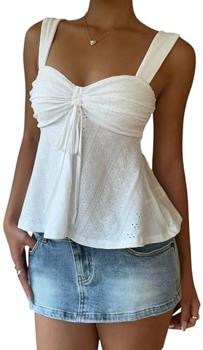 GORGLITTER Babydoll topp damer sommar axelbandstopp spets topp boho stil crop toppar party outfit sommarkläder Y2k linne
