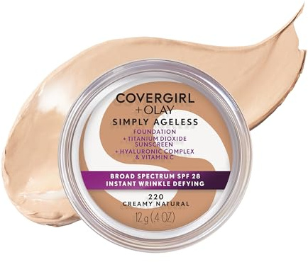 COVERGIRL & Olay Simply Ageless Instant Wrinkle-Defying Foundation, Creamy Natural 0.44 Fl Oz (Pack of 1)