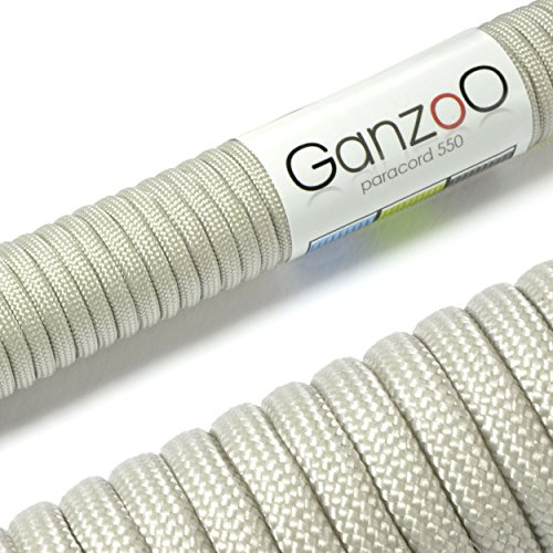 Ganzoo Paracorde 550, 4mm Corde, 15 Mètres, Polyester, Type 3-7 brins intérieurs, Le Bricolage de Laisse de Chien Collier Bracelet, Camping Survie et Outdoor Corde à Tout Faire, Gris Noble