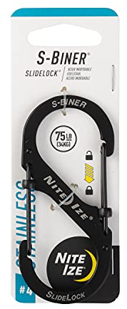 Nite Ize LSB4-11-R3 S-Biner Slide Lock Carabiner, Black, #4-75lb