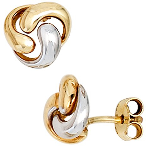 Jobo Damen-Ohrstecker Knoten aus 8 Karat 333 Gold Bicolor