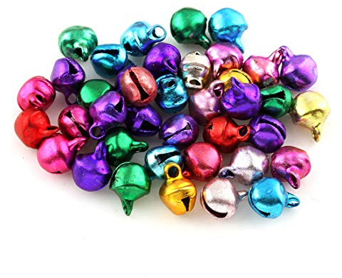 250 Metallglöckchen Glöckchen Glocken Schellen 8mm mit Öse Mix Farbe Bunter Mini Anhänger Basteln M28