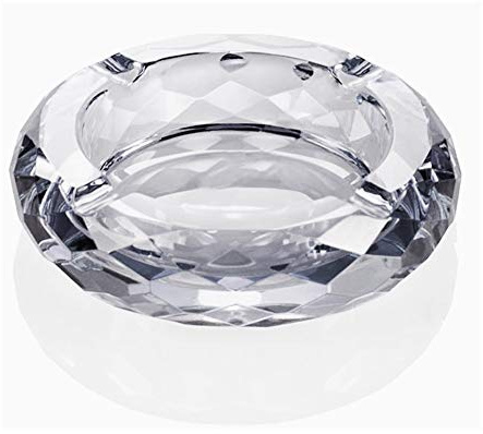 HOSTEESSCHOICE Crystal Glass Ashtray, Cigar Cigarettes Ashtray Holder Home Office Desktop Tabletop Decoration,Crystal Clear