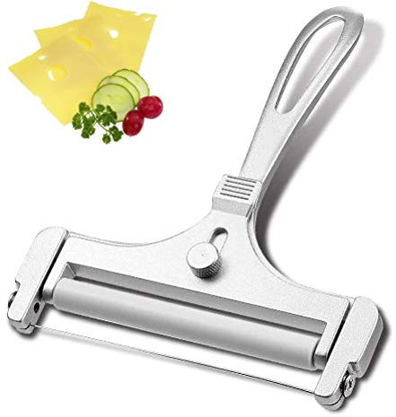Mowtom Coltello da Formaggio, affettatrice per Formaggio in Acciaio Inossidabile con Rullo e Filo da Taglio, Taglio Manuale a Spessore variabile