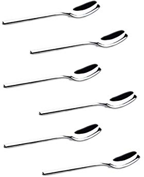 ROSETOR Lot de 6 cuillères à dessert carrées multifonctionnelles en acier inoxydable pour crème glacée, café, milkshake, bière racine, yaourt, etc.