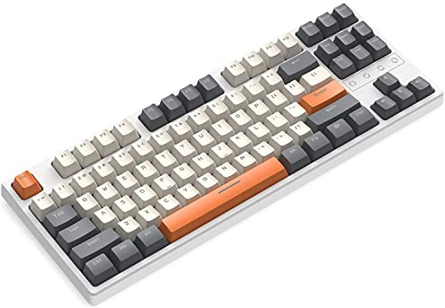75% Trådlöst Mekaniskt Speltangentbord, BT5.0/2,4 GHz Trådlös/Trådbunden typ C 3 lägen, QWERTY TKL 80% Layout, Uppladdningsbara 3000 mAh Batteri, RGB Belysning Silent Linear Hot Swappable