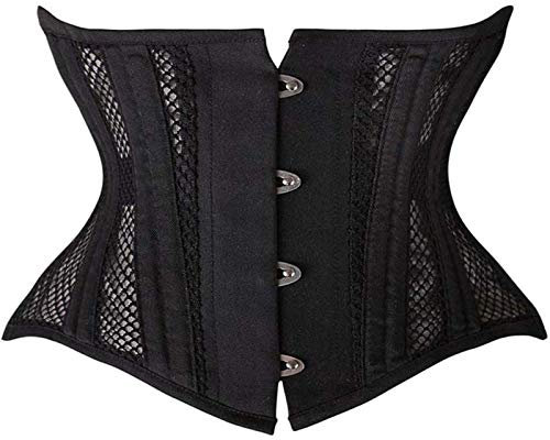 ZZDH Korsett Kurze Torso Büste Korsett Korsett Trainer Korsett Korsett 26 Stahl Atmungsaktive Maschenspitze (Color : Black, Size : X-Small)