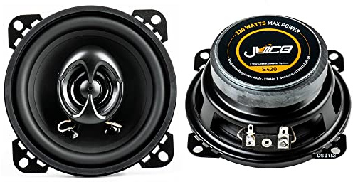 Juice S420 4 Inch 10 cm 2 - Way Coaxial Car Door or Parcel Shelf Speaker Upgrade, Efficient Power Handling, 220 Watts Peak Power
