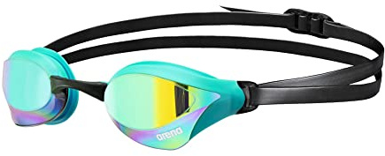 ARENA Unisex Cobra Core Swipe Anti Fog Racing Swim Goggles for Men and Women Policate Mirror Lens, Emerald Peacock