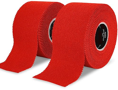 Meister Cinta Atlética Elite - Cinta del Entrenador de Alta Adherencia y Transpirable - Paquete de 2 Rollos - Rojo