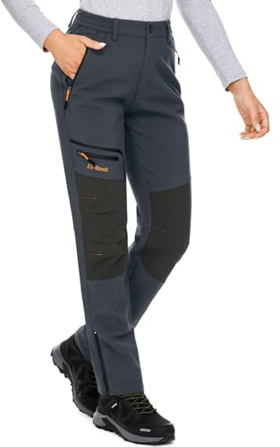 mosingle Waterproof Hiking Trousers Womens, Snow Ski Fleece Lined Walking Outdoor Fishing Insulated Soft Shell Winter Warm Pants #6081-Grey-8