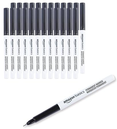 Amazon Basics Ultra Fine Point Permanent Markers, Black, 24-Pack