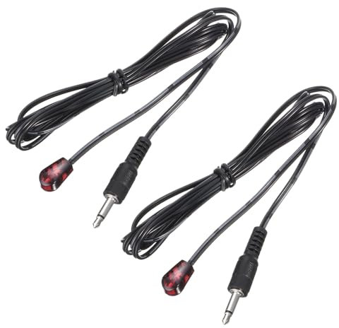 sourcing map IR Infrared Emitter Sensor Receiver,Extension Cable 3.5m(4.9ft) Length 3.5mm Jack Single Black with Red Head Pack of 2