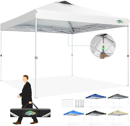 HOTEEL Pavillon 3x3 étanche Stable Pavillon Pliable Tente de réception One Push Pop Up Tonnelles,Blanc