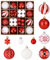 SinLaw Weihnachtsbaumkugeln, 42 Stück Christbaumschmuck, Weihnachtskugeln Kunststoff Set mit Aufhänger Bruchsicher, Rot Orange Weihnachtsdeko für Indoor Outdoor Weihnachtsbaum Deko (Rot Weiß)